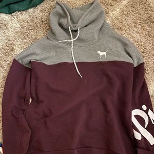 PINK Cowl Neck Hoodie - Size Small